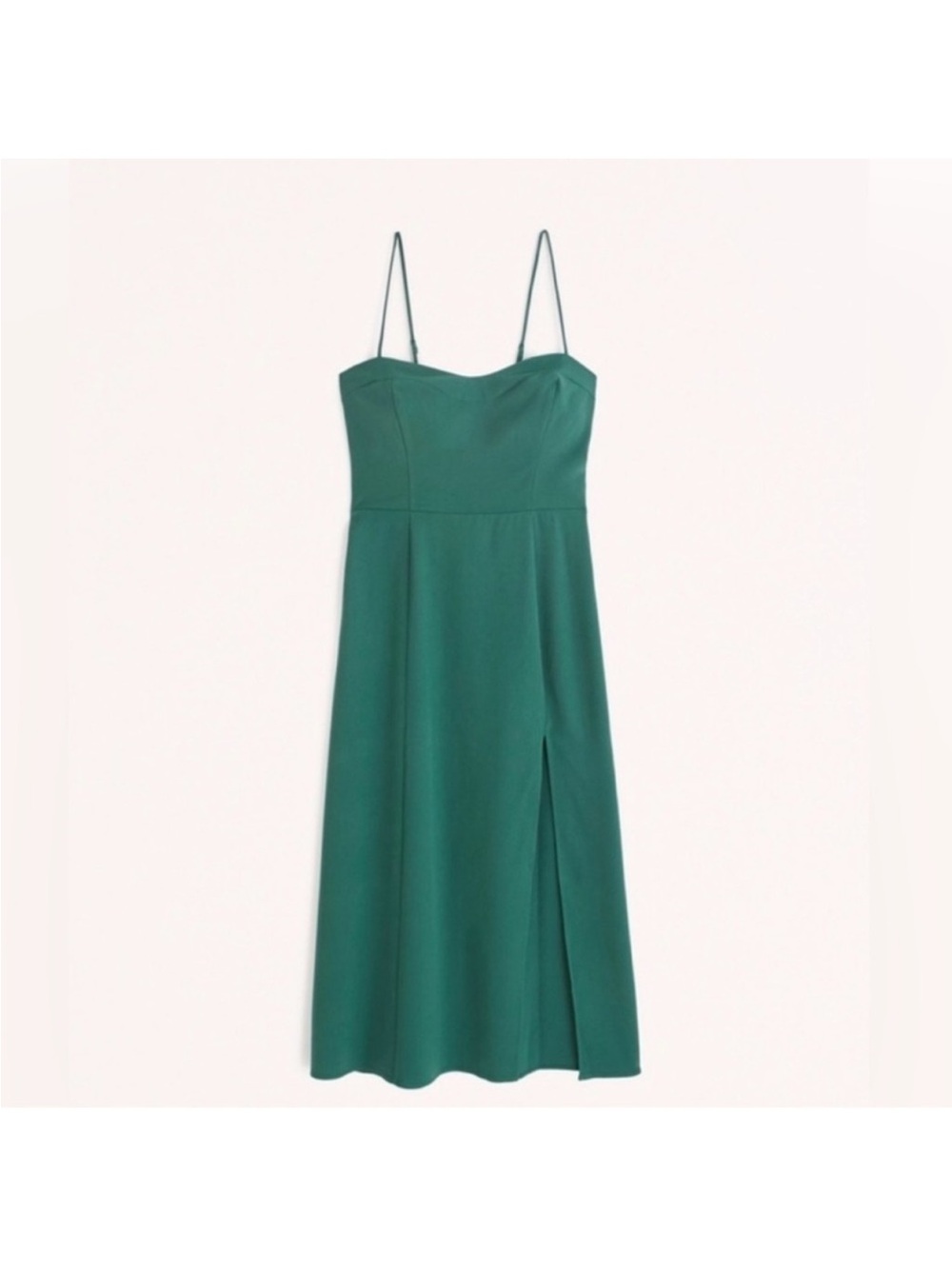 Abercrombie & Fitch Luxe Crepe Camille High-Slit Midi Dress Green size S petite